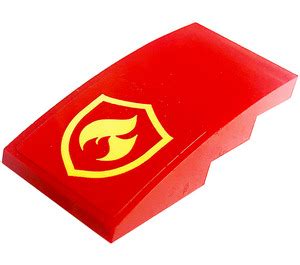 Lego Red Slope X Curved With Fire Logo Badge Sticker