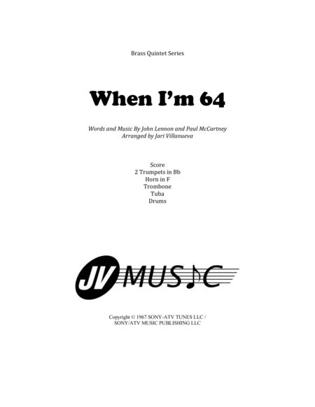 When I M Sixty Four Arr Jv Music By The Beatles Sheet Music For