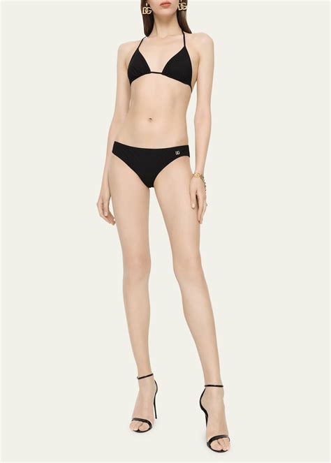 Dolce Gabbana Sensitive Jersey Bikini Bottoms With Dg Hardware