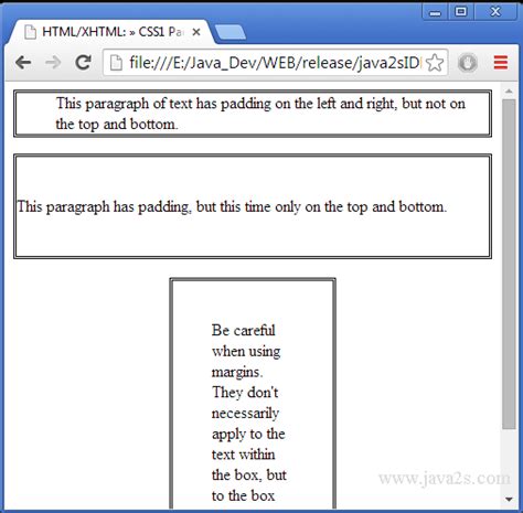 Set Padding Left To 1cm And Padding Right To 5cm In HTML And CSS