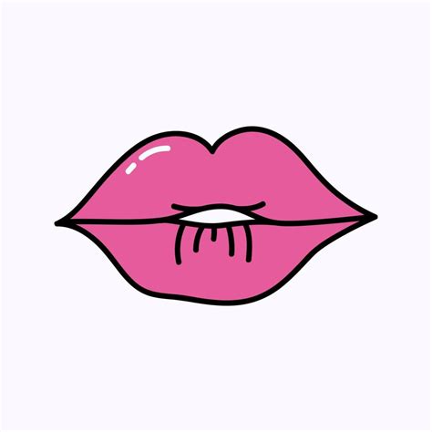 Pink Lips Hand Drawn Doodle Valentines Day Illustration Love And