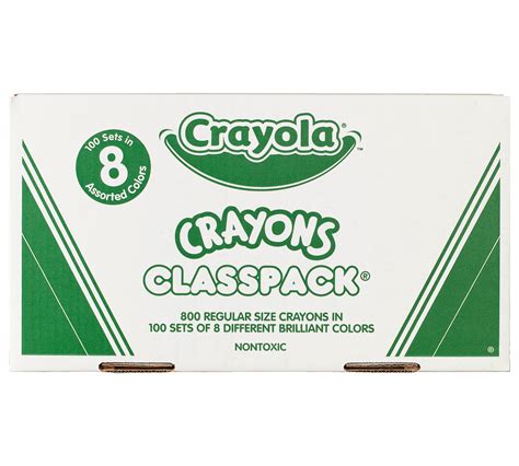 800 Count Classic Crayola Crayons Classpack 8 Colors Crayola