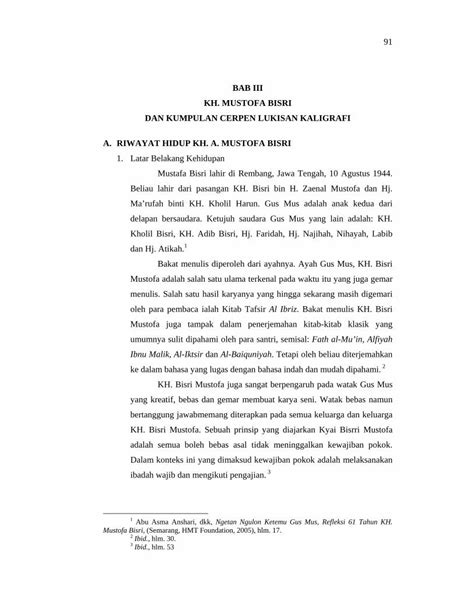 Pdf Bab Iii Kh Mustofa Bisri Dan Kumpulan Cerpen Library Walisongo