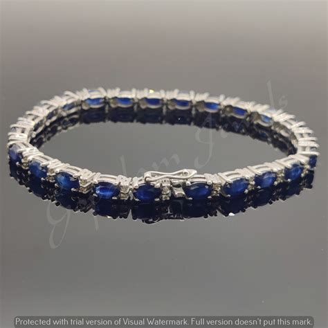 Natural Blue Sapphire Bracelet Sterling Silver Bracelet Etsy