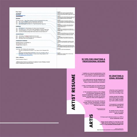 The Artist's Resume Template: Bestselling Guide for Writing a ...