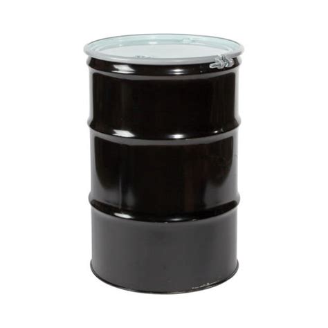 55 Gallon Black Steel Open Head Drum Unlined Black Cover W Sponge