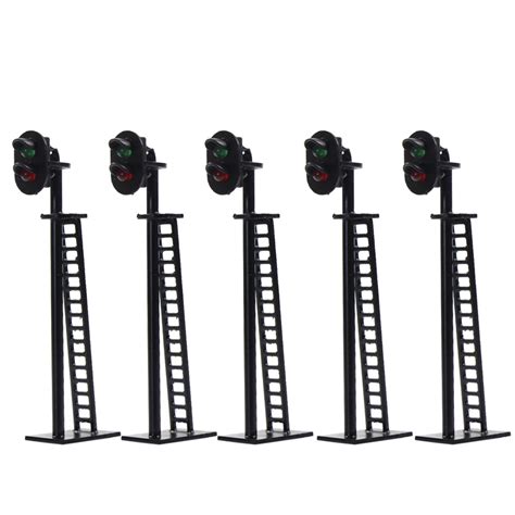 5pcs Model Railway 2 Light Block Signal Green Red HO Scale 6cm 12V Led