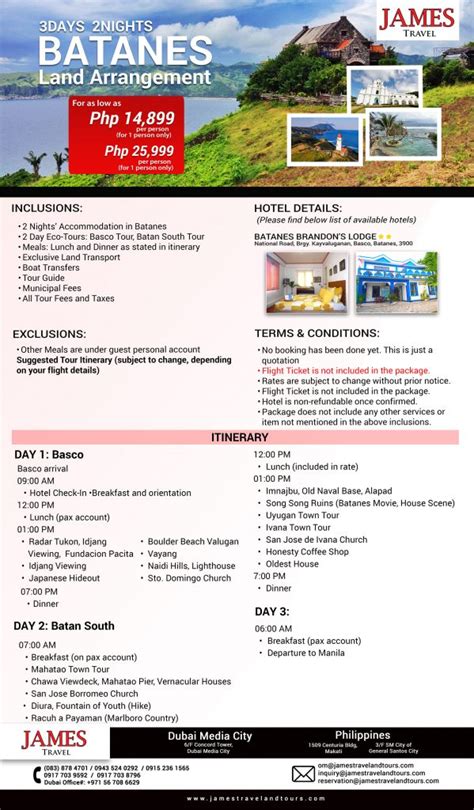 3 Days 2 Nights BATANES Land Arrangement James Travel And Tours