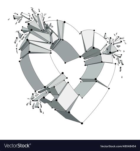 Breakup concept of broken heart 3d realistic Vector Image