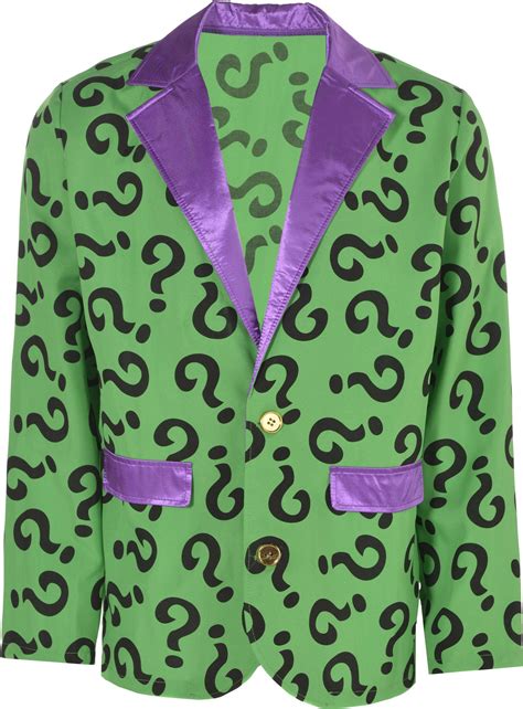 Adult Dc Batman The Riddler Jacket Greenpurple Question Marks One Size Wearable Costume