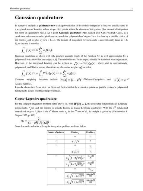 Gaussian quadrature