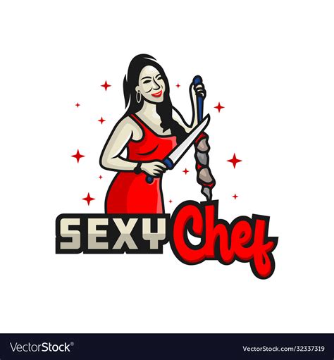 Logo Sexy Chef Cook Satay Royalty Free Vector Image