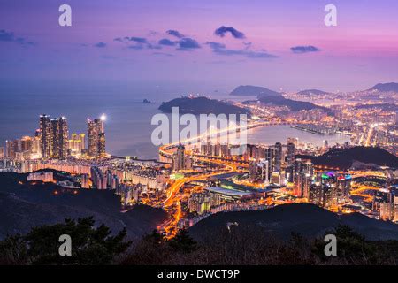 Skyline of Busan, South Korea at night Stock Photo - Alamy