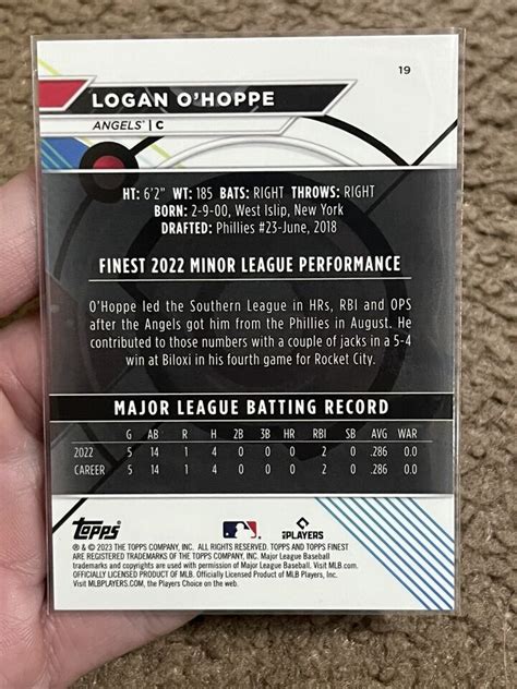 Logan Ohoppe Topps Finest Rc Sky Blue Refractor Ebay