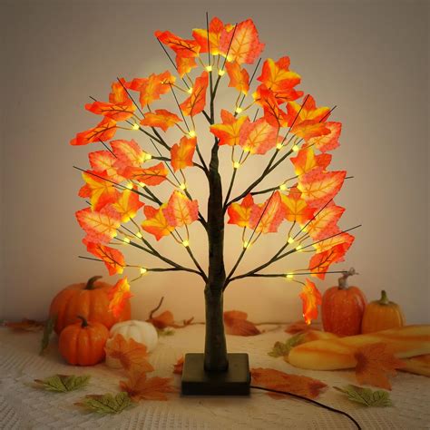 Katchon Artificial Fall Lighted Maple Tree 24 Inch