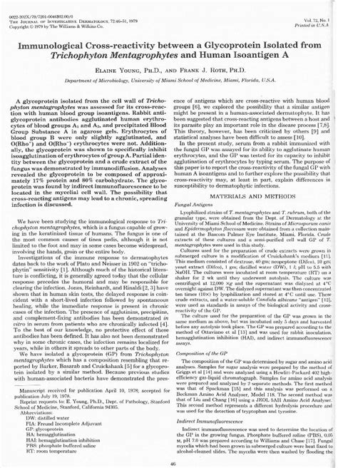 PDF Immunological Cross Reactivity Between A Glycoprotein Isolated