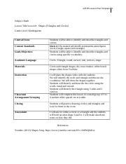 Circle And Triangle Lesson Plan Docx Edtpa Lesson Plan