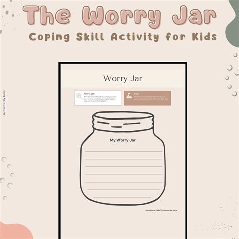 The Worry Jar Worksheet Coping Skills For Kids Counseling Mental Health