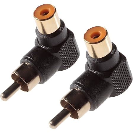 Greluma 2 Stück rechtwinkliger Cinch Stecker auf Buchse Adapter