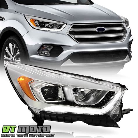 For Ford Escape Chrome Halogen Led Drl Projector Headlight