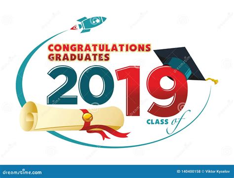 2019 Congratulations Graduates Card Stock Vector Illustration Of