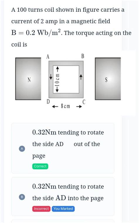 A 100 Turns Coil Shown In Figure Carries A Current Of 2 In A Magnetic