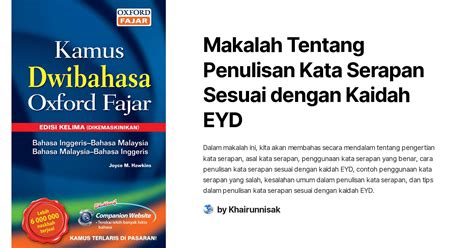 Makalah Tentang Penulisan Kata Serapan Sesuai Dengan Kaidah Eyd