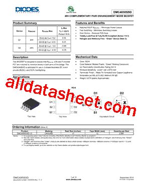 DMC4050SSD 15 Datasheet PDF Diodes Incorporated