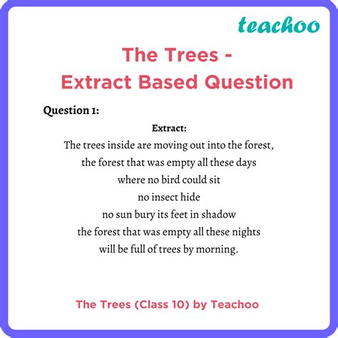 The Trees Poem Class 10 English Extract Based Question