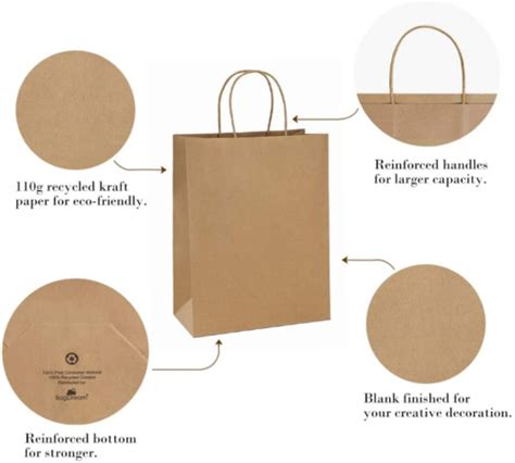 10X5X13 Kraft Paper Bags 100 Pcs Kraft Shopping Bags Paper Gift Bags