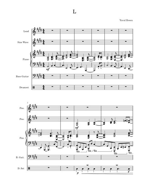 L Sheet Music For Piano Bass Guitar Drum Group Mixed Quintet