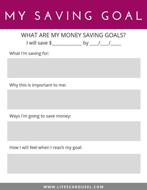 Savings Goal Printable Sheet