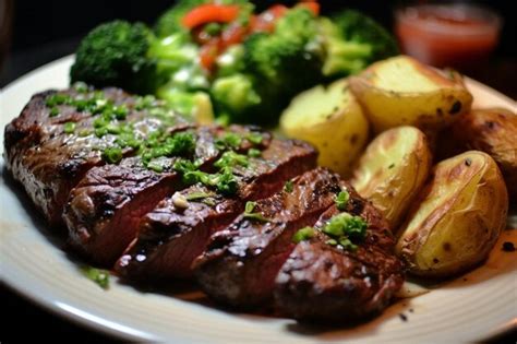 Premium Photo Delicious Grilled Sirloin Flap Steak And Baked Potato