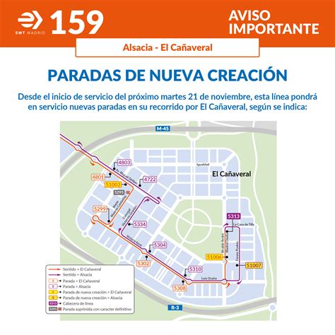 Nuevas paradas para la línea 159 de autobuses 'Alsacia-El Cañaveral
