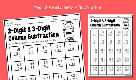 Year 3 2 Digit And 3 Digit Column Subtraction Worksheets KS2