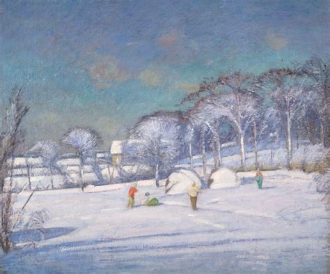 Snow Scene with Children Playing by Theodore Wendel