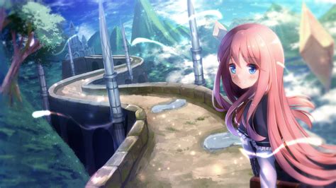 Blue Eyes Blush Kagayan1096 Landscape Long Hair Original Pink Hair