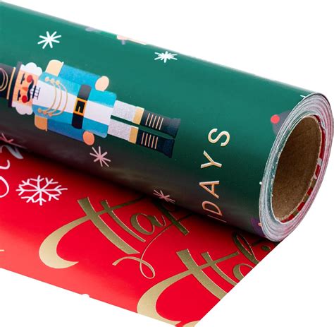 RUSPEPA Reversible Wrapping Paper Roll Christmas Nussknacker And