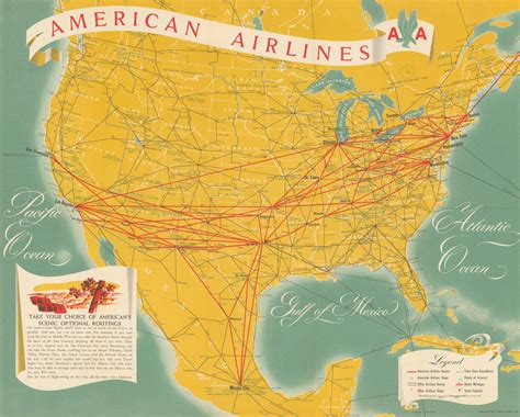 American Airlines International System Map American... | Barnebys