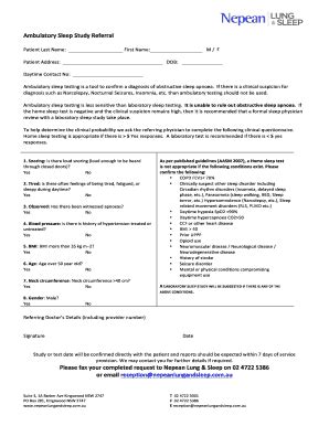 Fillable Online Ambulatory Sleep Referral Form Docx Fax Email Print