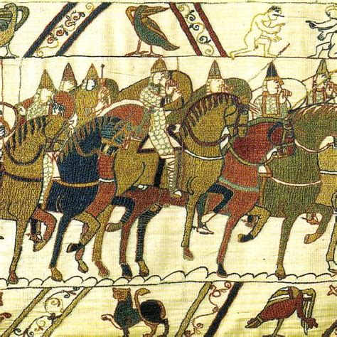 Norman Horsemen Depicted On The Bayeux Tapestry Ca 1080 Embroidery