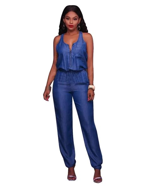 2018 Woman Summer Jumpsuit Jeans Jumpsuit Sleeveless Sexy Female