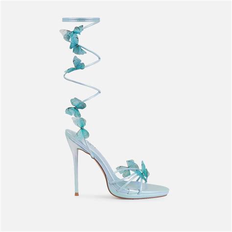 Tasha Ghouri Adia Blue Butterfly Lace Up Heels SIMMI London