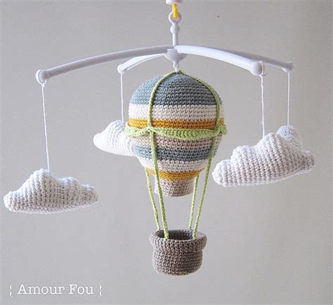 Amour Fou Crochet Hot Air Balloon Baby Mobile