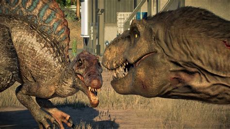 Feathered T Rex Vs Jp3 Spinosaurus Jurassic World Evolution 2 Youtube