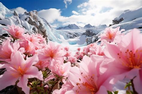 Premium AI Image | Flowers bloom in Antarctica Climate changes Melting ...