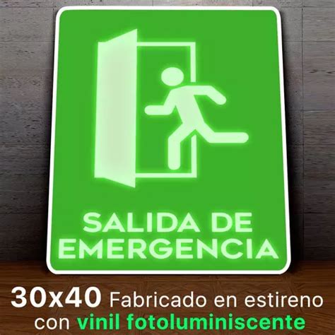 Señalamiento Salida De Emergencia Fotoluminiscente 30x40 Meses sin