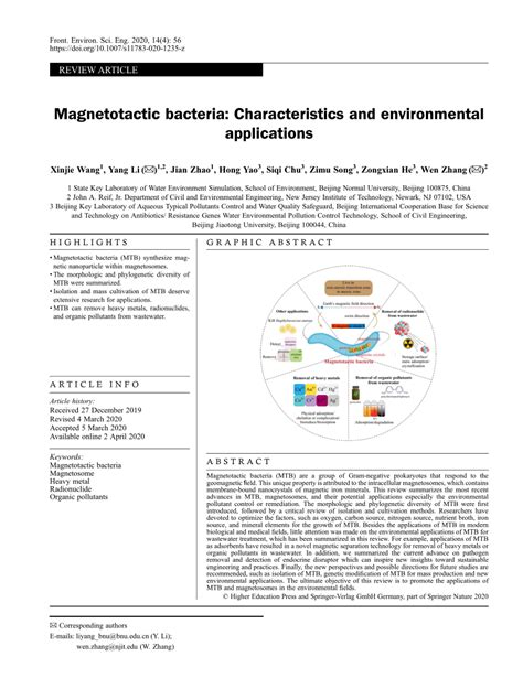 (PDF) Magnetotactic bacteria: Characteristics and environmental ...