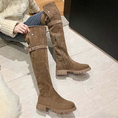 Bottes Au Dessus Du Genou Talon Moyen Pour Femmes Avec Boucle De