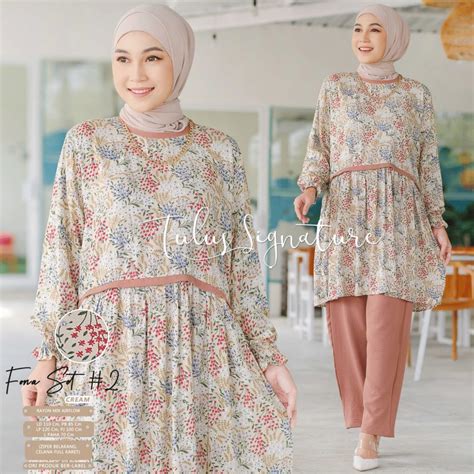 Jual Tulus Signature Setelan One Set Wanita Rayon Motif Bunga Ld